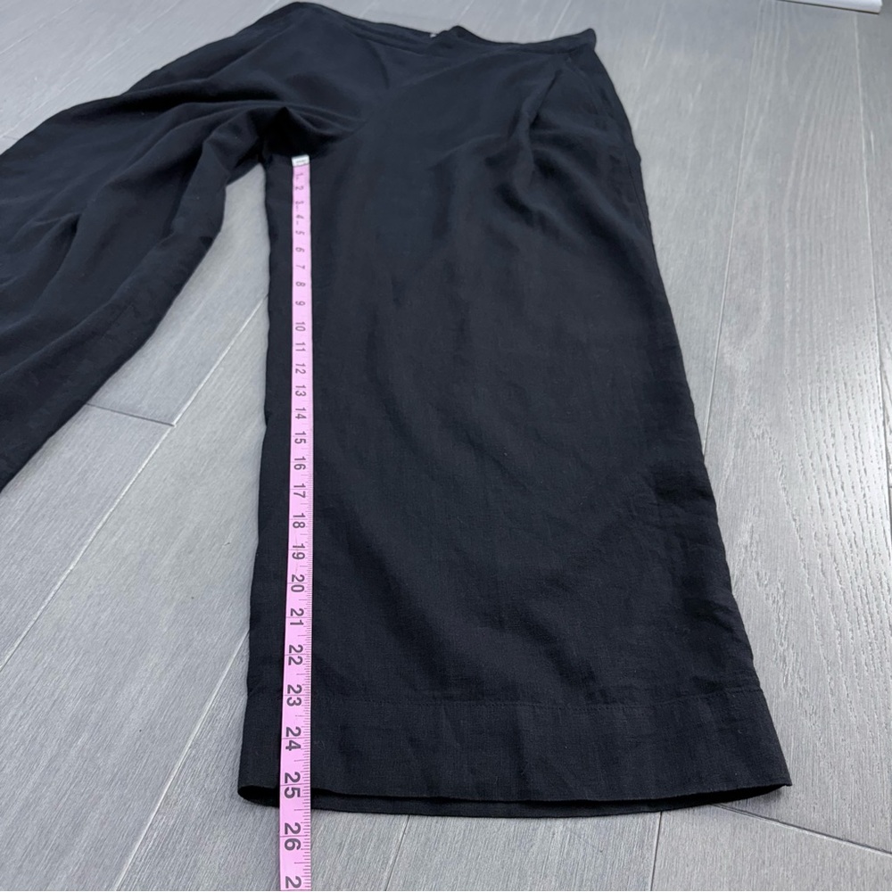 Madewell Petite Pull-On Straight Crop Pants in Linen Blend Black 10 P NP860 Boho - Picture 14 of 14